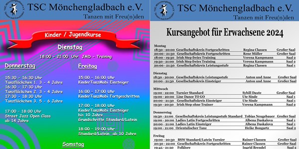 Aktualisierte Tanzangebote