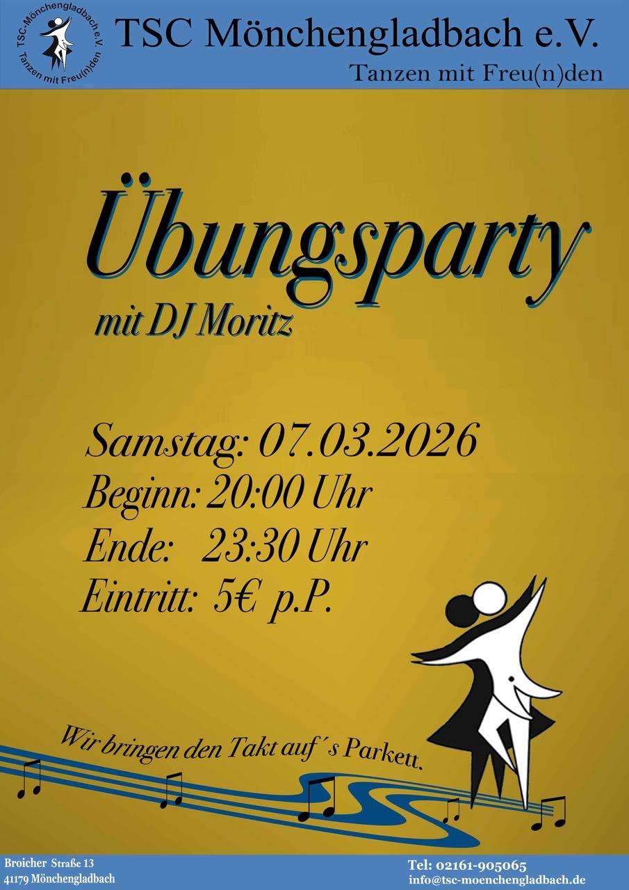 Übungsparty mit DJ Moritz am 07.03.2026