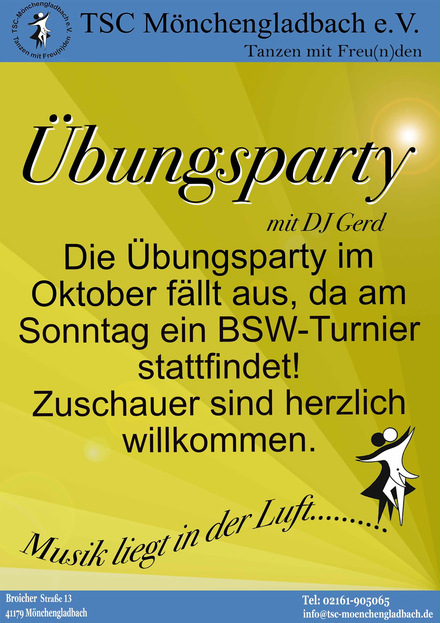 Fällt aus !!! Übungsparty mit DJ Gerd am 10.10.2026