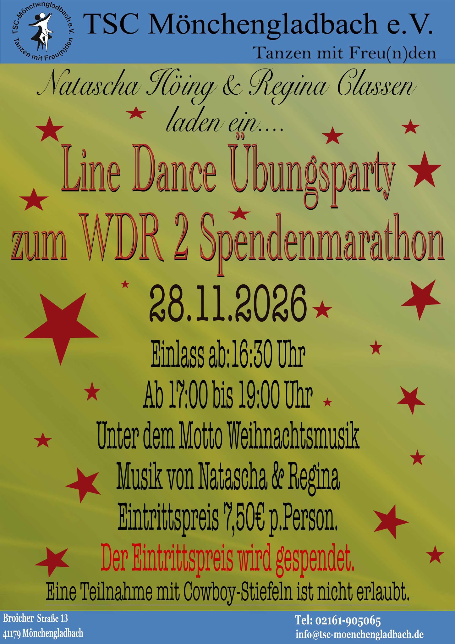 Line Dance Übungsparty zum WDR 2 Spendenmarathon